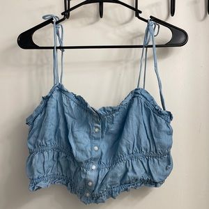 (MAJOR SALE) Aerie Jean Ribbon Tie Crop Top